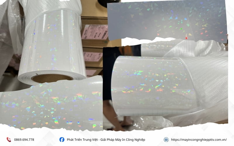 Hình ảnh thực tế màng cán 7 màu hiệu ứng kính vỡ 